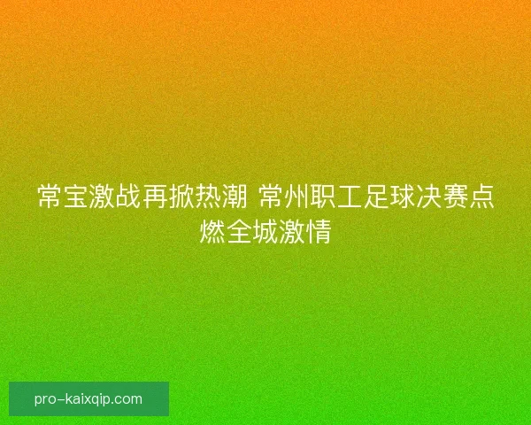 常宝激战再掀热潮 常州职工足球决赛点燃全城激情